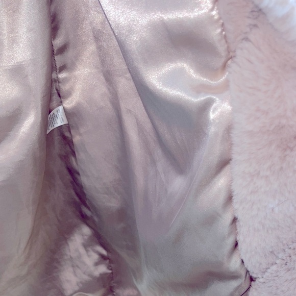Calvin Klein Chevron-Quilted Faux Fur Coat S Light Pink Pre-Owned Excellent - Picture 13 of 15